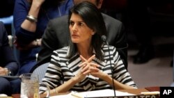 FILE - United States Ambassador to the United Nations Nikki Haley attends a meeting of the Security Council at U.N. headquarters in New York, Feb. 7, 2017.