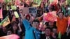 支持者在2020年台湾总统选举中为蔡英文当选欢呼。(资料照，2020年1月11日）